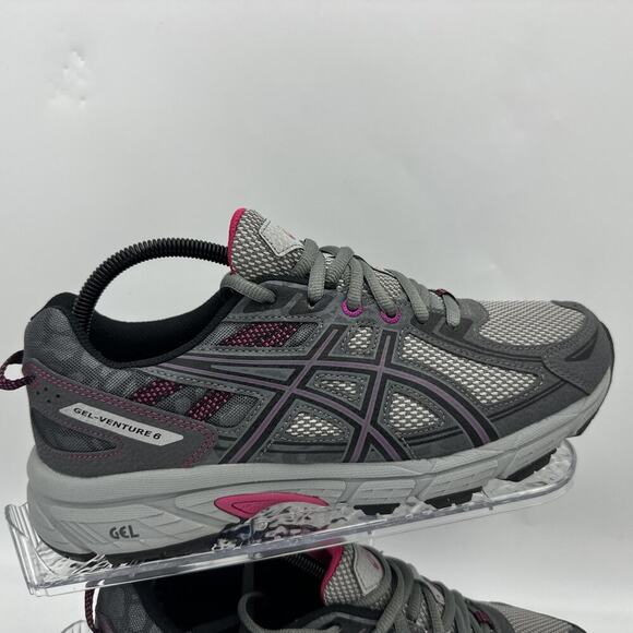 Asics Gel Venture 6 Trail Running Shoes Gray Black Pink Womens 10 D Wide Width - Picture 2 of 11